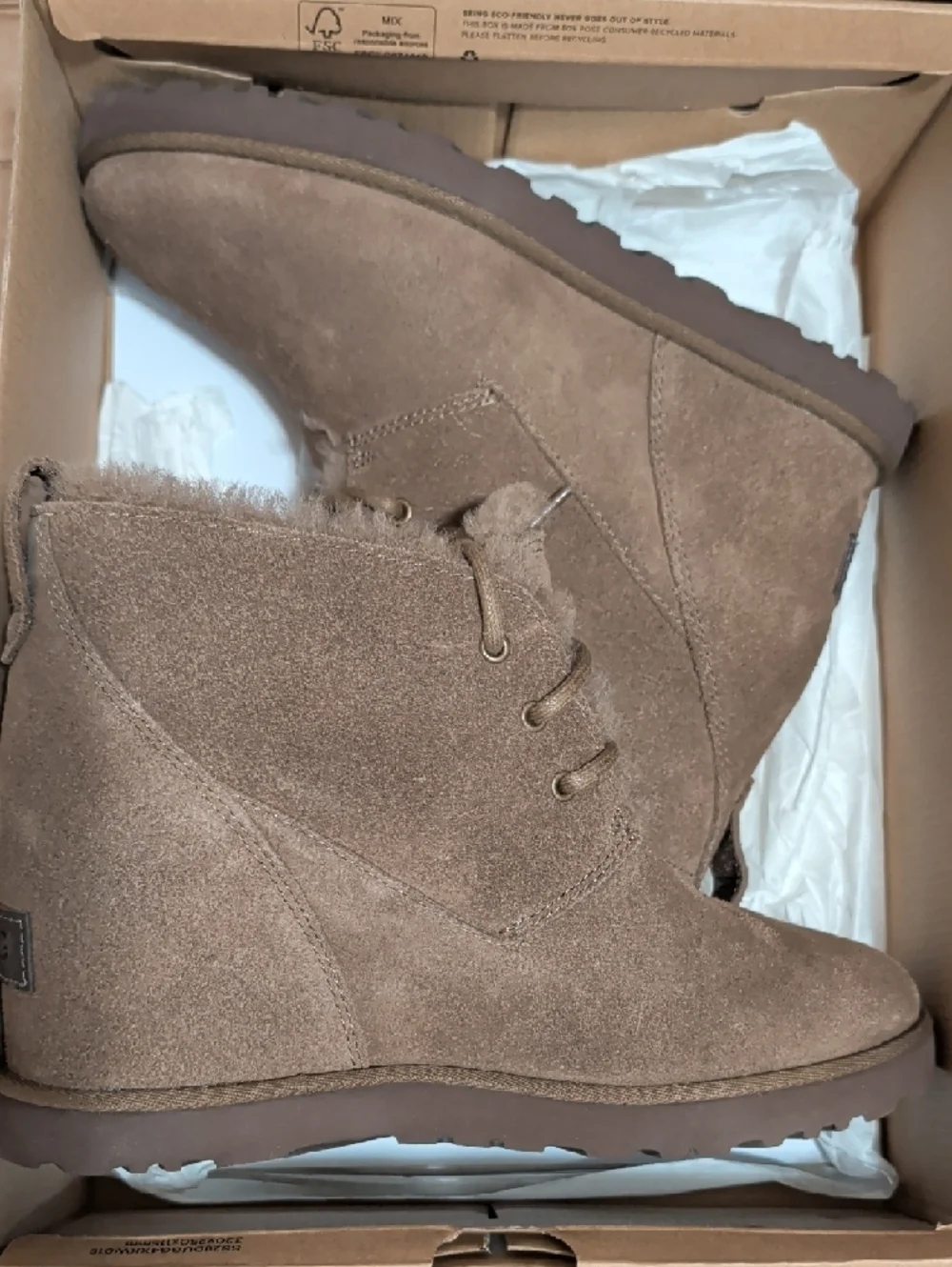UGG® Classic Femme Lace Bootie in Chestnut Brown NW/Box MSRP $145